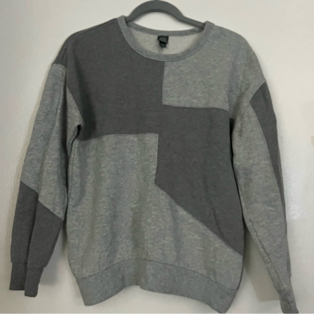 gray patchwork sweatshirt